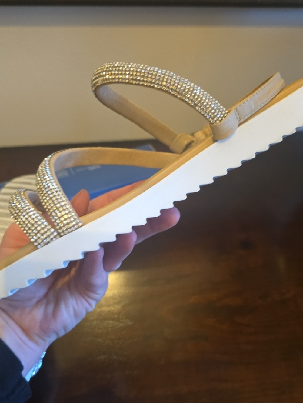 Gianni Bini Champagne Rhinestone Strappy Sandals - Picture 9 of 12